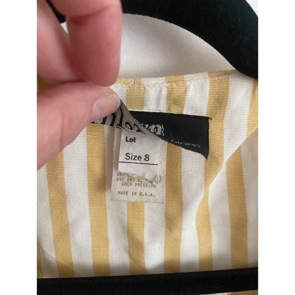 Dawn Joy Fashions Vintage 80s Yellow White Striped Blazer Shoulder Pads Size 8 - Picture 5 of 9